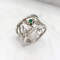 טבעת מכסף מעוצבת משובצת אבן אגת צבע ירוק RG6450 | תכשיטי כסף 925 | טבעות כסף