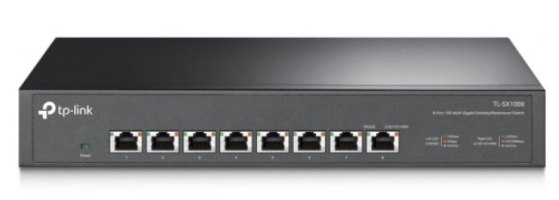 מתג 8 יציאות Tp-Link 10G Multi Gigabit Desktop Rackmount TL-SX1008 V1 – מבט קדמי על המתג עם 8