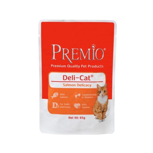 פאוץ פרימיו לחתול סלמון 85 גרם - DELI CAT PREMIO SALMON 85G