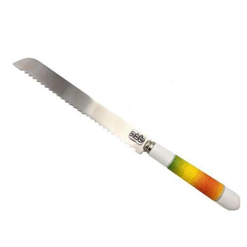 סכין לשבת קודש עם ידית קרמיקה מעוצבת אקוורל צהוב