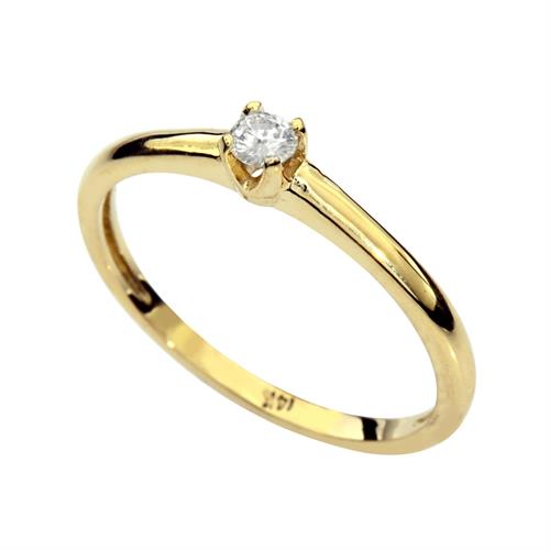 טבעת זהב משובצת ביהלום 0.15 קראט