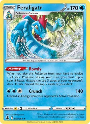 קלף בודד single פוקימון - feraligatr - Fusion Strike - 057/264