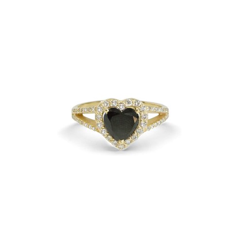 טבעת לב יהלומים|טבעת יהלום שחור לב