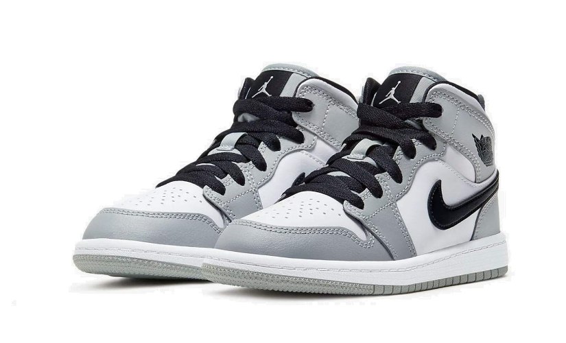 נעלי אייר ג'ורדן ילדים Nike Air Jordan 1 Retro Mid אפור לבן