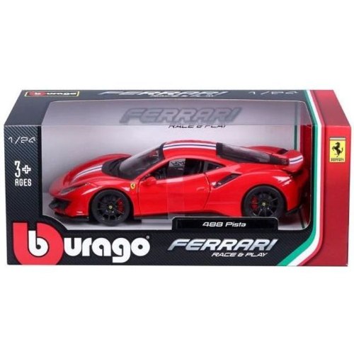 דגם מכונית בוראגו פרארי פיסטה אדומה Bburago Ferrari 488 Pista 1/24