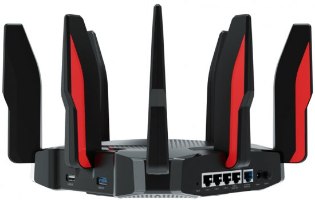 ראוטר גיימינג TP-Link AX6600 Tri-Band Wi-Fi 6 Archer GX90 – גב הראוטר עם אנטנות פתוחות וחיבורים