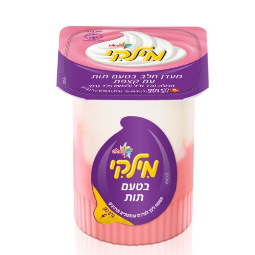 מילקי במעדן חלב בטעם תות עם קצפת