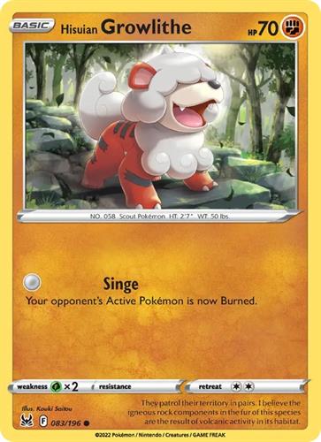 קלף בודד single פוקימון - hisuian growlithe - Lost Origin - 083/196