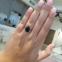 טבעת זהב זרקון כחולה ויהלומים