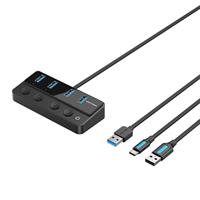 תחנת עגינה Vention USB-A to USB-A x4 | on/off Switches | USB