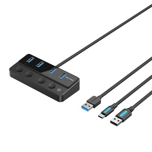 תחנת עגינה Vention USB-A to USB-A x4 | on/off Switches | USB