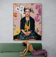 Yellow smoking Frida Kahlo CANVAS