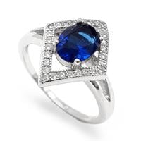 טבעת כסף משובצת אבן זרקון כחולה וזרקונים קטנים RG5646 | תכשיטי כסף 925 | טבעות כסף