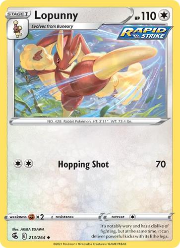 קלף בודד single פוקימון - lopunny - Fusion Strike - 213/264