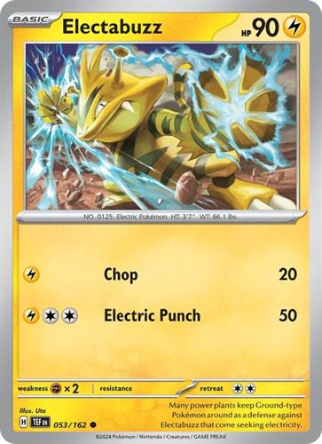 קלף בודד single פוקימון - electabuzz - Temporal Forces - 053/162