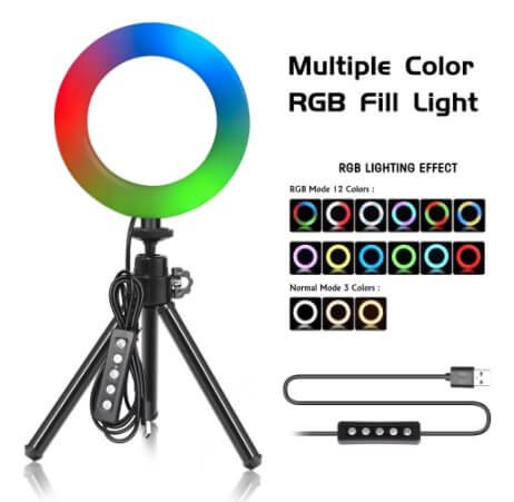 טבעת תאורה 12 אינץ' - תאורת RGB צבעונית