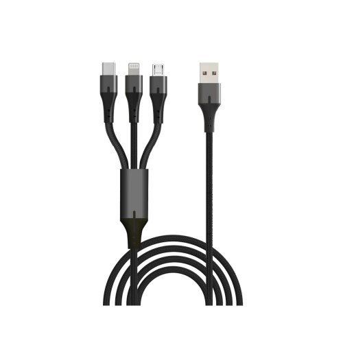 כבל 3 ב-1 עם Lightning, Micro USB ו-USB-C בחיבור USB Silver Line