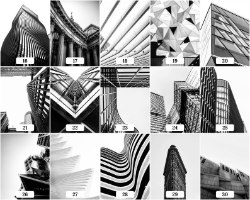 כל קולקציית "ארכיטקטורה" - מגוון צילומי שחור לבן של אלמנטים מעולם הארכיטקטורה בסגנון אבסטרקטי