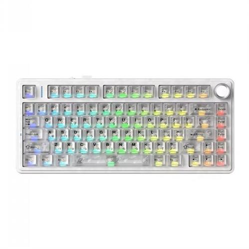 מקלדת גיימינג אלחוטית AULA F75 Master Edition לבן שקוף - חריטה בעברית