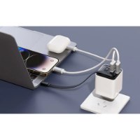מטען קיר עם כבל נשלף צבע לבן Miracase MWC65RC – מטען לבן בשקע מטעין שלושה מכשירים עם תצוגת 65