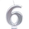 נר מספר 6 - נרות יום הולדת כסף שמחה