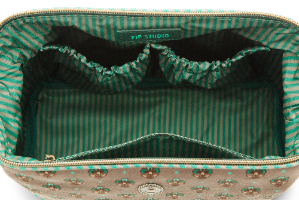 תיק איפור גדול ירוק קטיפה COOPER JAIPUR FLOWER 26X12X18