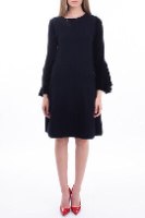 EMPORIO ARMANI Knitted A-Line Dress Wool Blend Ruffle Size S