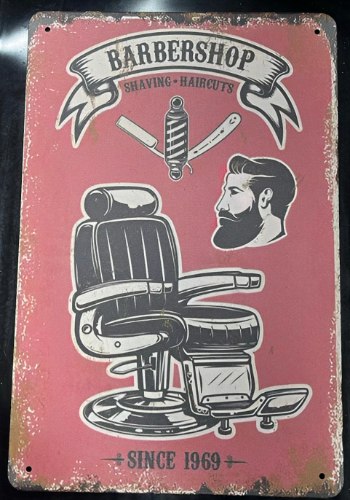שלט למספרה ממתכת  20*30 מבית הושיהייר s29