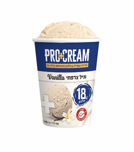 גלידת חלבון פרו קרים בטעם וניל צרפתי (18 גרם חלבון) כשר