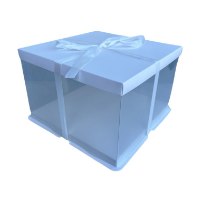 קופסא שקופה לעוגה 30/30/20 - צבע לבן כולל סרט