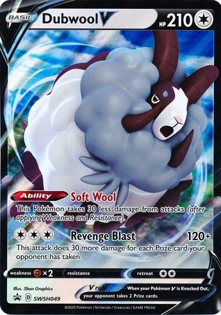 קלף פוקימון סינגל Dubwool V - SWSH049 - Oversize Promo JUMBO