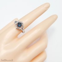 טבעת מכסף משובצת אבן טופז כחולה  RG1735 | תכשיטי כסף 925 | טבעות כסף
