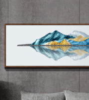 תמונת קנבס מעוצבת הדפס אבסטרקטי של הרים צפים  "הרי ההשתקפות" | תמונה גדולה לבית | תמונת קנבס לרוחב