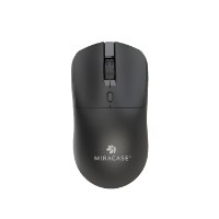 עכבר אלחוטי Miracase MWM10 – פריט בודד שחור עם גלגלת וכפתור DPI במרכז על רקע לבן USB