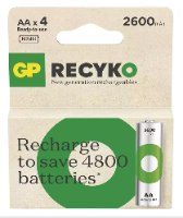 סט 4 סוללות נטענות GP Recyko AA 2600mAh