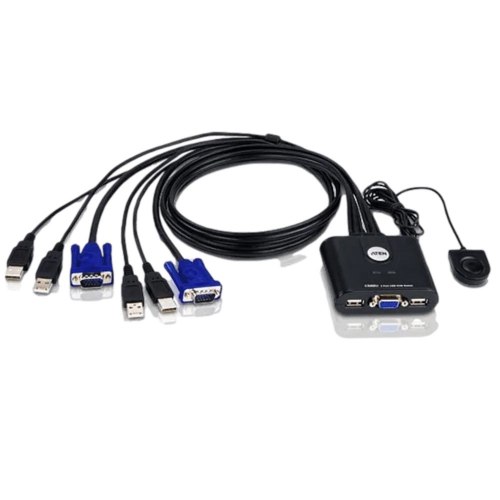 קופסת מיתוג KVM ‏2-Port USB VGA עם בורר חיצוני ATEN CS22U