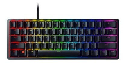 מקלדת גיימינג קומפקטית Razer Huntsman Mini Red Switch שחורה עם USB-C ומקשי PBT