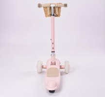 קורקינט וינטג עם סלסלת קש בצבע ורוד 28810P מסדרת Retro line