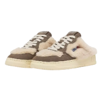 AUTRY – MEDALIST MULE SNEAKERS – BROWN AND FUR