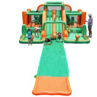 מתנפח מים עם מגלשה דו-מסלולית ומשטח החלקה W73029 מבית Doctor Dolphin