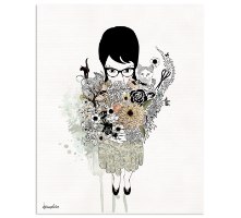 ציור גותי של אישה עם פרחים
