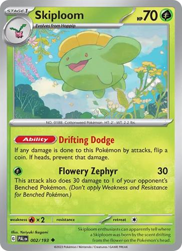 קלף בודד single פוקימון - skiploom - Paldea Evolved - 002/193