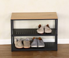 ספסל נעליים שילוב מתכת ועץ דגם מיקה MIKA משלוח חינם