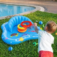 משטח פארק מים התפתחותי AquaPlay לתינוקות משולב ממטרה, משענת תומכת וגגון צל UPF50+