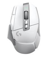 עכבר גיימינג אלחוטי Logitech G502X Lightspeed – מבט עליון-קדמי על עכבר לבן עם גלגלת וכפתורים