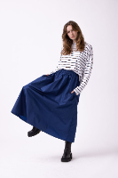חצאית ניילון מקסי - כחול רויאל