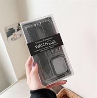 רצועת עור PU אופנתית משולבת מגן היקפי ל- Apple Watch Ultra 1/2 בקוטר 49mm