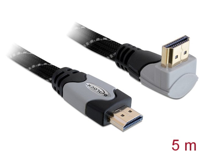 כבל מסך בזווית למטה Delock Cable High Speed HDMI with Ethernet angled 4K 120 Hz 5 m