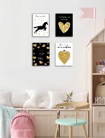 תמונות השראה שחור לבן זהב לחדר ילדה/ נערה דגם 030