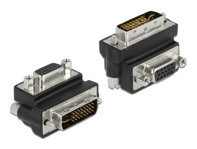 מתאם בזווית 90° למעלה Delock Passive Adapter DVI 24+5 Male To VGA 15 Pin Female